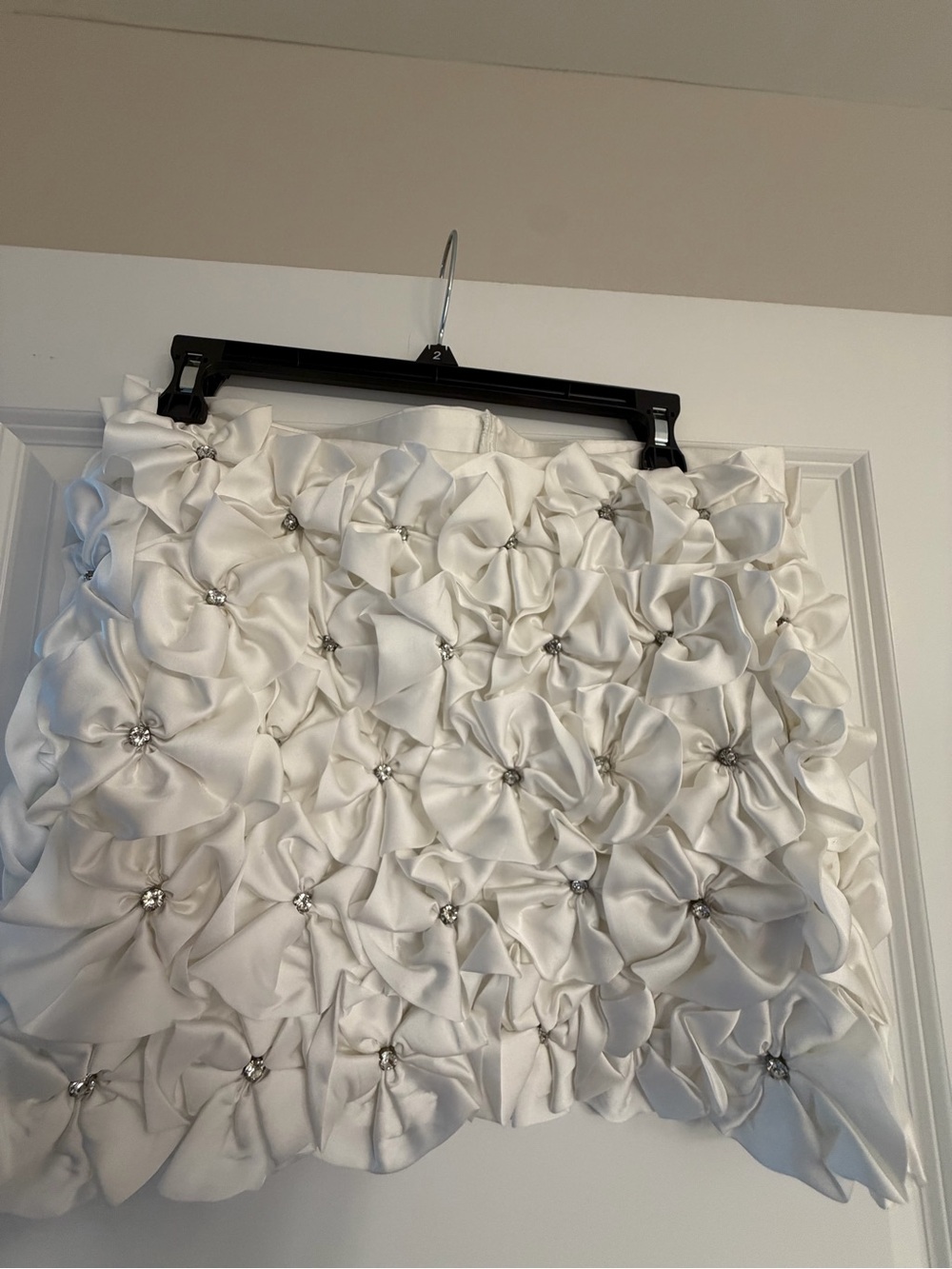 White Floral Appliqué Mini Skirt